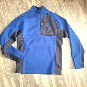 Mens SPYDER Blue\Black Zippered Jacket Size Large - cell pocket